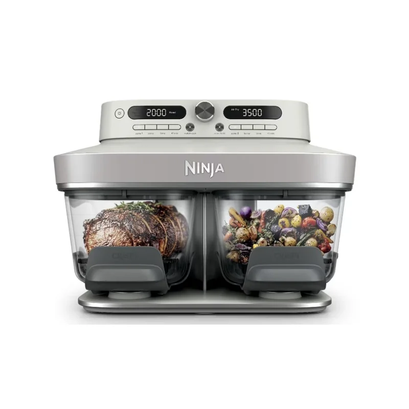 Ninja CRISPi DualZone Glazen Airfryer – 2 x 3,8 L – Wit