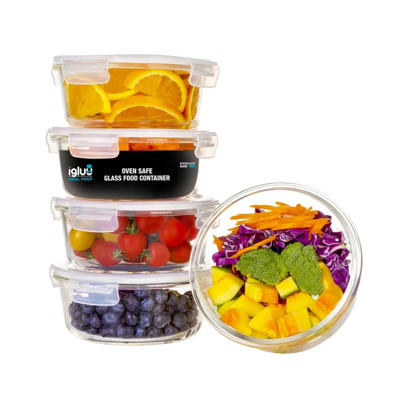 Igluu Meal Prep – 5-delige glazen vershoudset rond
