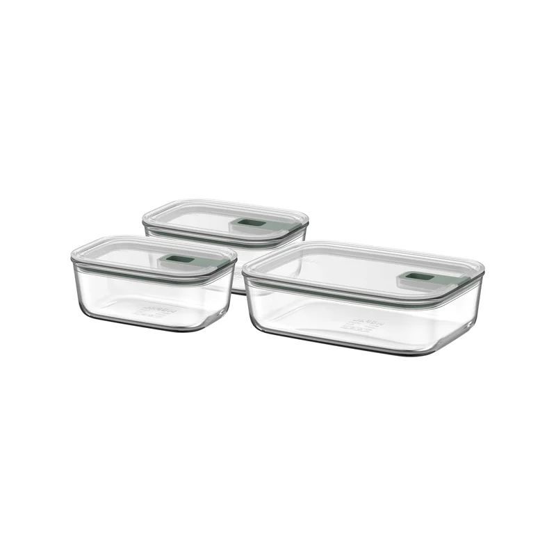 Mepal EasyClip Glass – 3-delige glazen vershoudbakjes