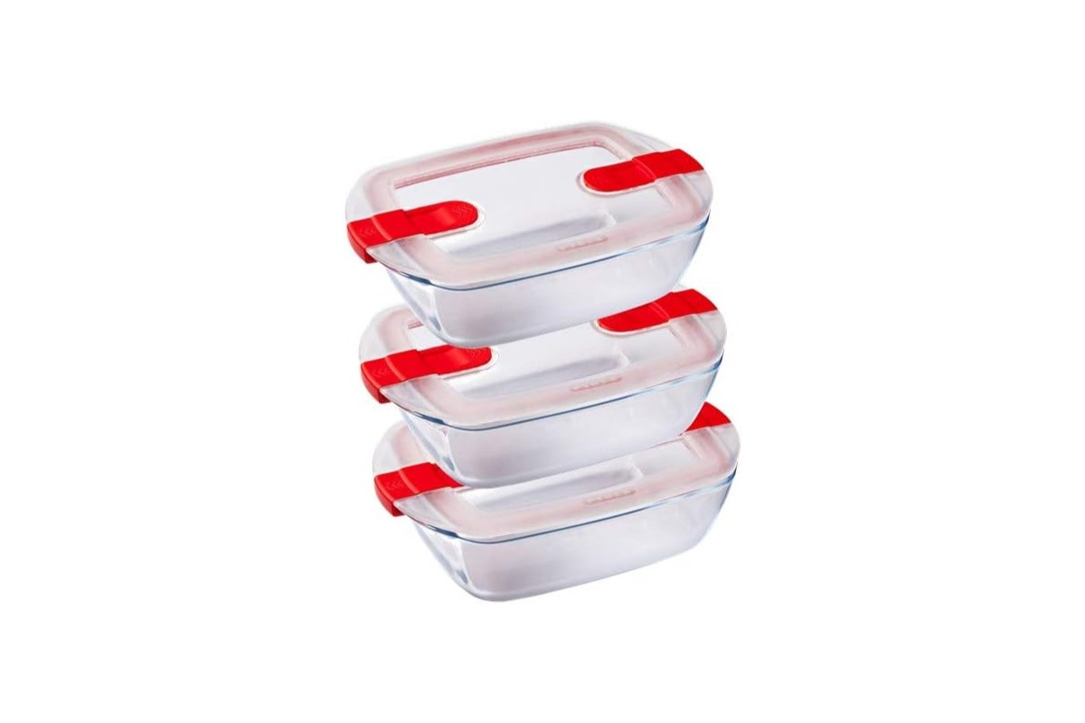 Pyrex Cook & Heat 3-delige glazen vershoudset